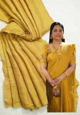 Swarna - Organic Soft Tissue linen saree Full gold